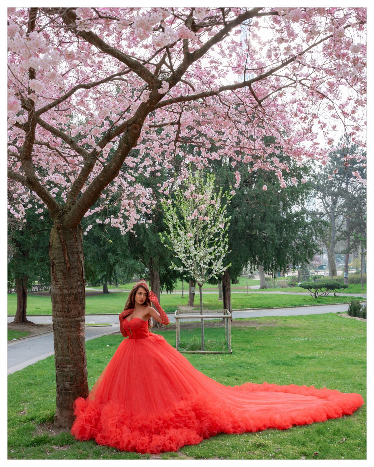 A cascading ruffle tulle gown during a Paris photoshoot — Glam In Paris